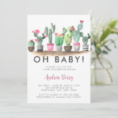 Watercolor Cactus Succulent Baby Shower Uitnodigin Kaart (Staand voorkant)
