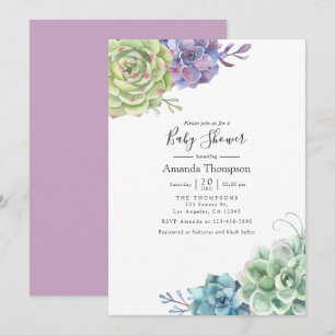 Watercolor Cactus Succulenten Baby Shower Kaart