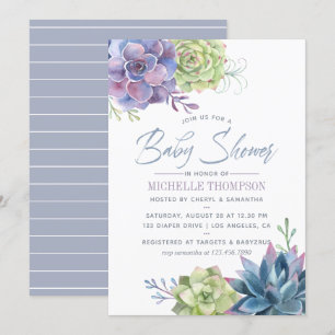 Watercolor Cactus Succulenten Baby Shower Uitnodig Kaart