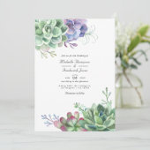 Watercolor Cactus Succulenten QR Code RSVP Huwelij Kaart (Staand voorkant)