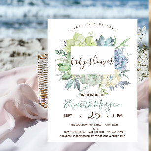 Watercolor Cactus Succulenten Stippen Baby Shower Kaart