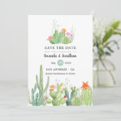 Watercolor Cactus Trouwfoto Save The Date (Staand voorkant)