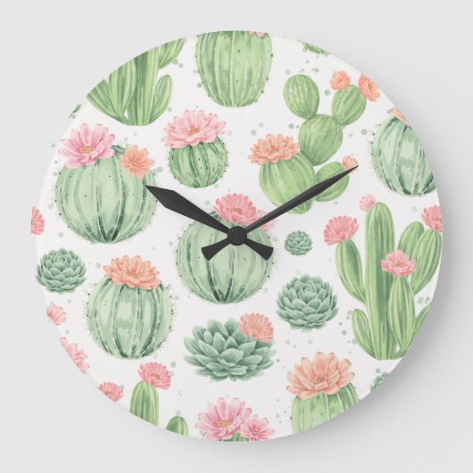 Watercolor Cactus Tuin Grote Klok (Voorkant)