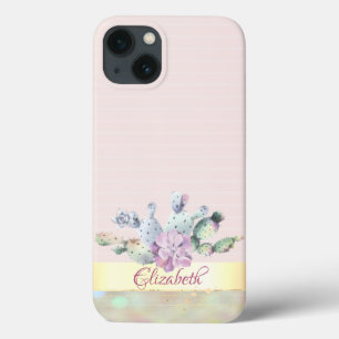 Watercolor Cactus,Vetplant Bloem Roze Strepen Case-Mate iPhone Case