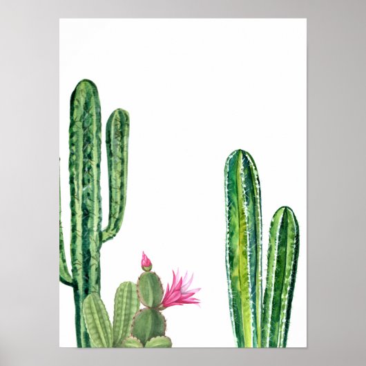 Watercolor Cactus Woestijn Zuidwesten Poster (Voorkant)