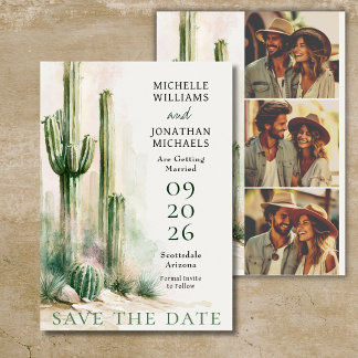Watercolor Cactus Zuidwestelijke Woestijn 3 Foto Save The Date