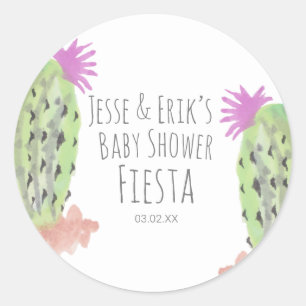 Watercolor Cactusplanten Handgeschilderde Baby Sho Ronde Sticker