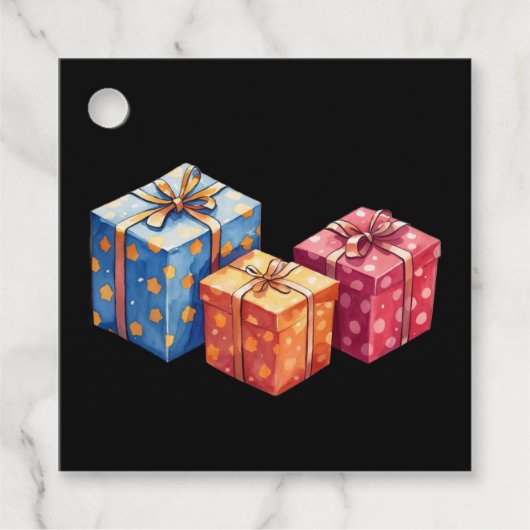 Watercolor cadeau dozen illustratie vierkant bedankjes labels (Voorkant)
