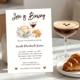 Watercolor Cafe Espresso Martini Bruidsfeest Kaart