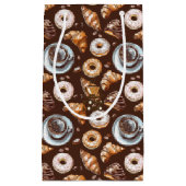 Watercolor Cafe Koffie Bakkerij Merk Logo Patroon Klein Cadeauzakje (Voorkant)