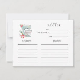 Watercolor Cake mixer baking Recipe card Notitiekaartje