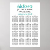 Watercolor Calligraphy Beach Wedding Seating Chart Poster (Voorkant)
