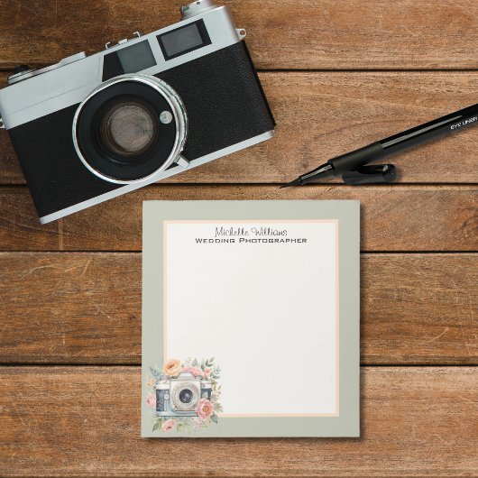Watercolor Camera En Bloemen Notitieblok