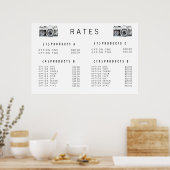 Watercolor Camera Fotograaf Prijs Menu Afdruk Poster (Keuken)