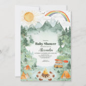 Watercolor Camping Babyborrel Kaart (Voorkant)