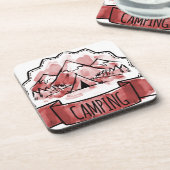 Watercolor Camping Badge Drankjes Onderzetter (Linkerzijde)