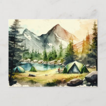 Watercolor Camping Natuur Landschap