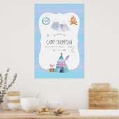 Watercolor Camping Verjaardagsfeest Welkom Poster (Keuken)