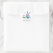 Watercolor Camping Verjaardagsfeestje Ronde Sticker (Tas)