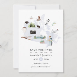 Watercolor Canada Bestemming Trouwen Save The Date