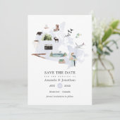 Watercolor Canada Bestemming Trouwen Save The Date (Staand voorkant)