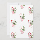 Watercolor Candy Cane Holly & Bow Christmas Party Kaart (Achterkant)