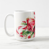 Watercolor Candy Cane Red Bow Holly Koffiemok (Links)