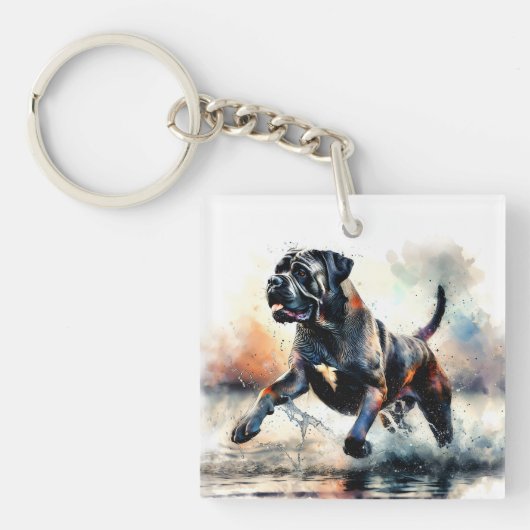 Watercolor Cane Corso dog Sleutelhanger (voorkant)