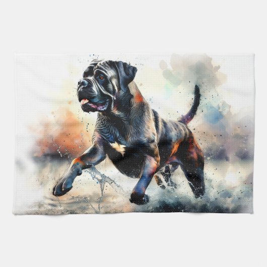 Watercolor Cane Corso dog Theedoek (Horizontaal)