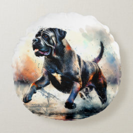 Watercolor Cane Corso hond Rond Kussen