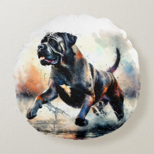 Watercolor Cane Corso hond Rond Kussen