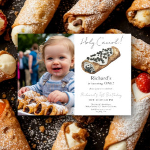 Watercolor Cannoli 1e verjaardagsfeestje Kaart