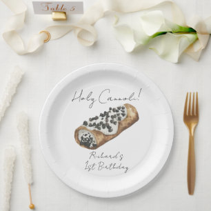 Watercolor Cannoli 1e verjaardagsfeestje Papieren Bordje