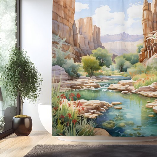 Watercolor Canyon Oase Douchegordijn