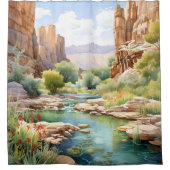Watercolor Canyon Oase Douchegordijn (Voorkant)