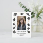 Watercolor Caps Graduation Party Invitation Briefkaart (Staand voorkant)