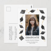 Watercolor Caps Graduation Party Invitation Briefkaart (Voorkant / Achterkant)