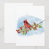 Watercolor Cardinal Bird on Berry Branch Kaart (Voorkant / Achterkant)