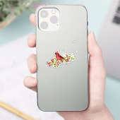 Watercolor Cardinal Bird on Berry Branch  Sticker (Telefoon)