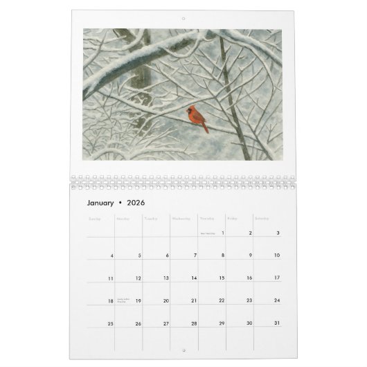 Watercolor Cardinals 2026 Kalender (Jan 2026)
