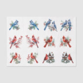 Watercolor Cardinals Blue Birds Elements Decoupage Tissuepapier (Voorkant)