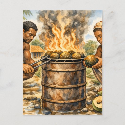 Watercolor Caribbean Breadfruit Scene Briefkaart (Voorkant)