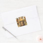 Watercolor Caribbean Breadfruit Scene Vierkante Sticker (Envelop)