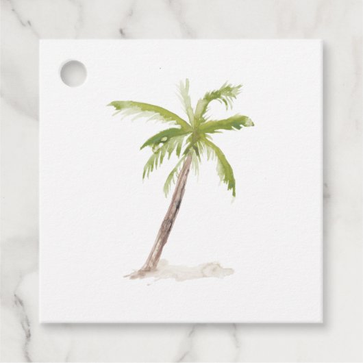 Watercolor Caribisch eiland destination wedding Bedankjes Labels (Voorkant)
