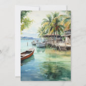Watercolor Caribische Bestemming Huwelijk Kaart (Achterkant)