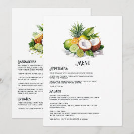 Watercolor Caribische Bestemming Huwelijk Menu
