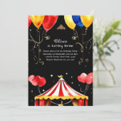 Watercolor Carnaval Circus Verjaardagsuitnodiging Kaart (Staand voorkant)