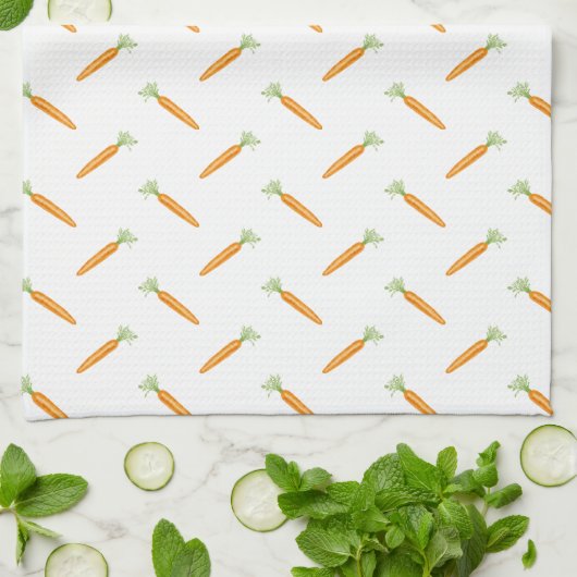 Watercolor Carrot Vegetable Pattern Theedoek (Gevouwen)