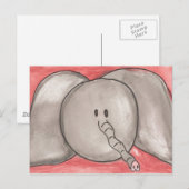 Watercolor Cartoon Elephant Briefkaart (Voorkant / Achterkant)
