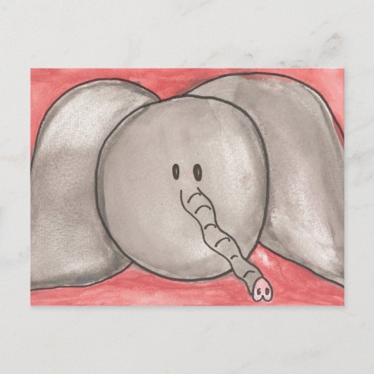 Watercolor Cartoon Elephant Briefkaart (Voorkant)